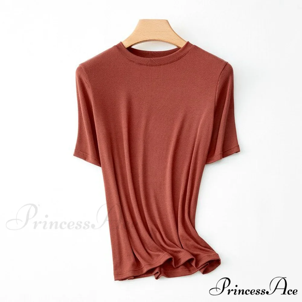 Wool Viscose Blend Short Sleeved Solid T Shirt - Image 6