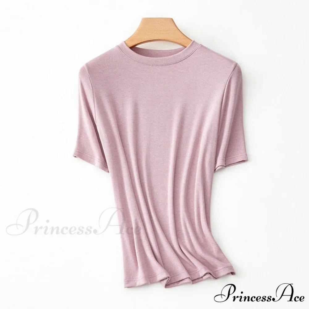 Wool Viscose Blend Short Sleeved Solid T Shirt - Image 9