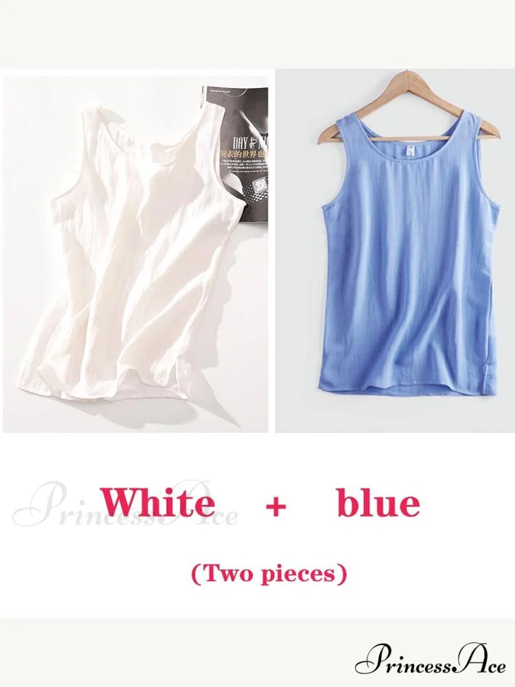 Cotton Linen Sleeveless Tops - Image 17