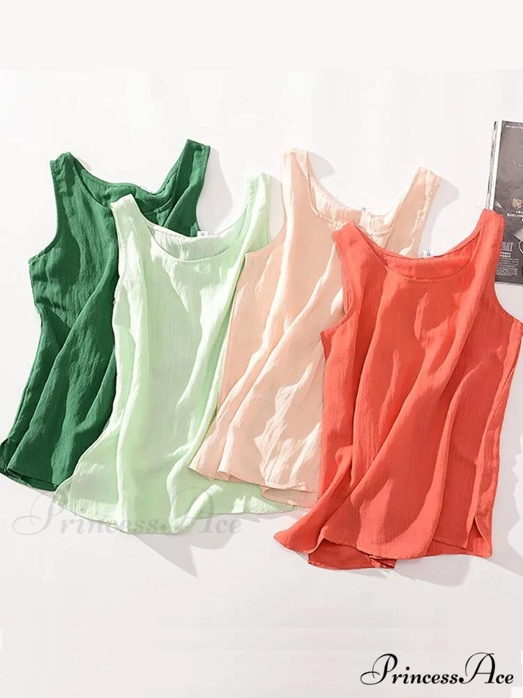 Cotton Linen Sleeveless Tops - Image 2