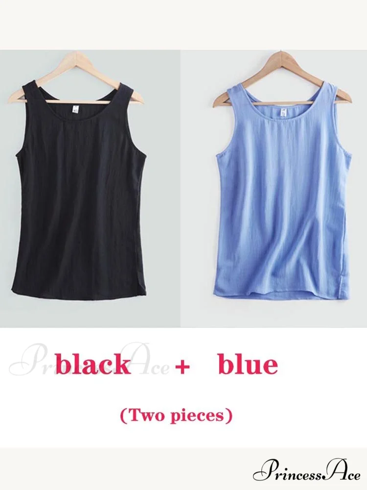 Cotton Linen Sleeveless Tops - Image 22