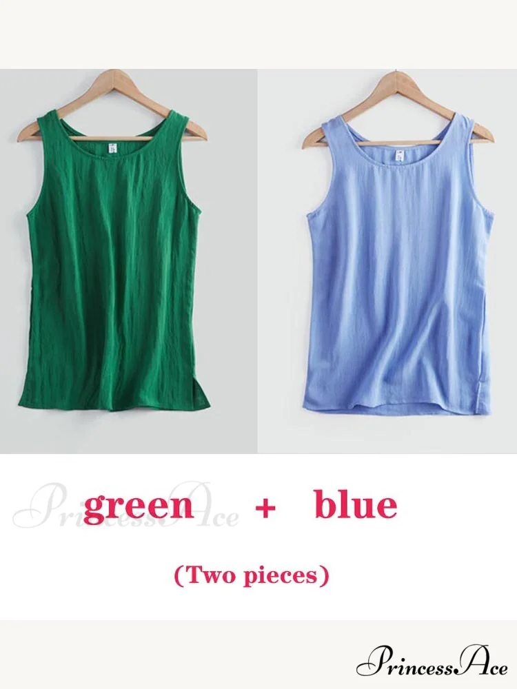 Cotton Linen Sleeveless Tops - Image 23