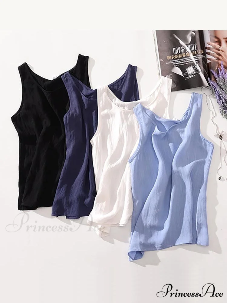 Cotton Linen Sleeveless Tops - Image 3