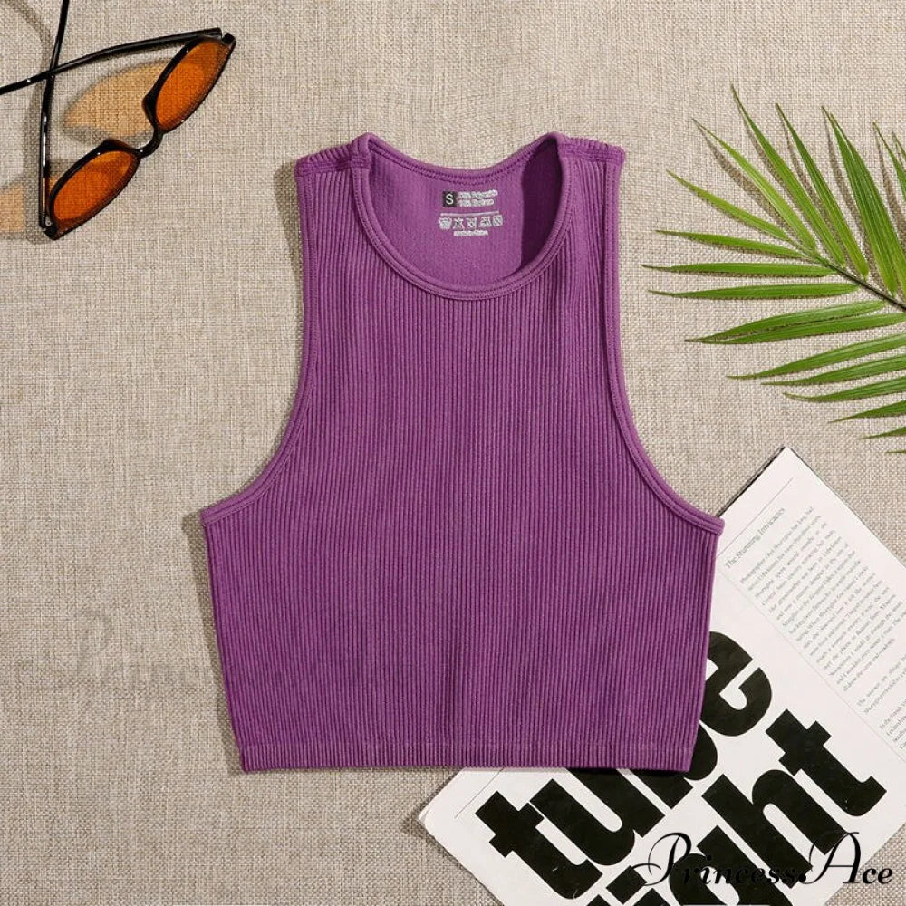 Solid Basic Seamless Streetwear Tank Tops - Image 14