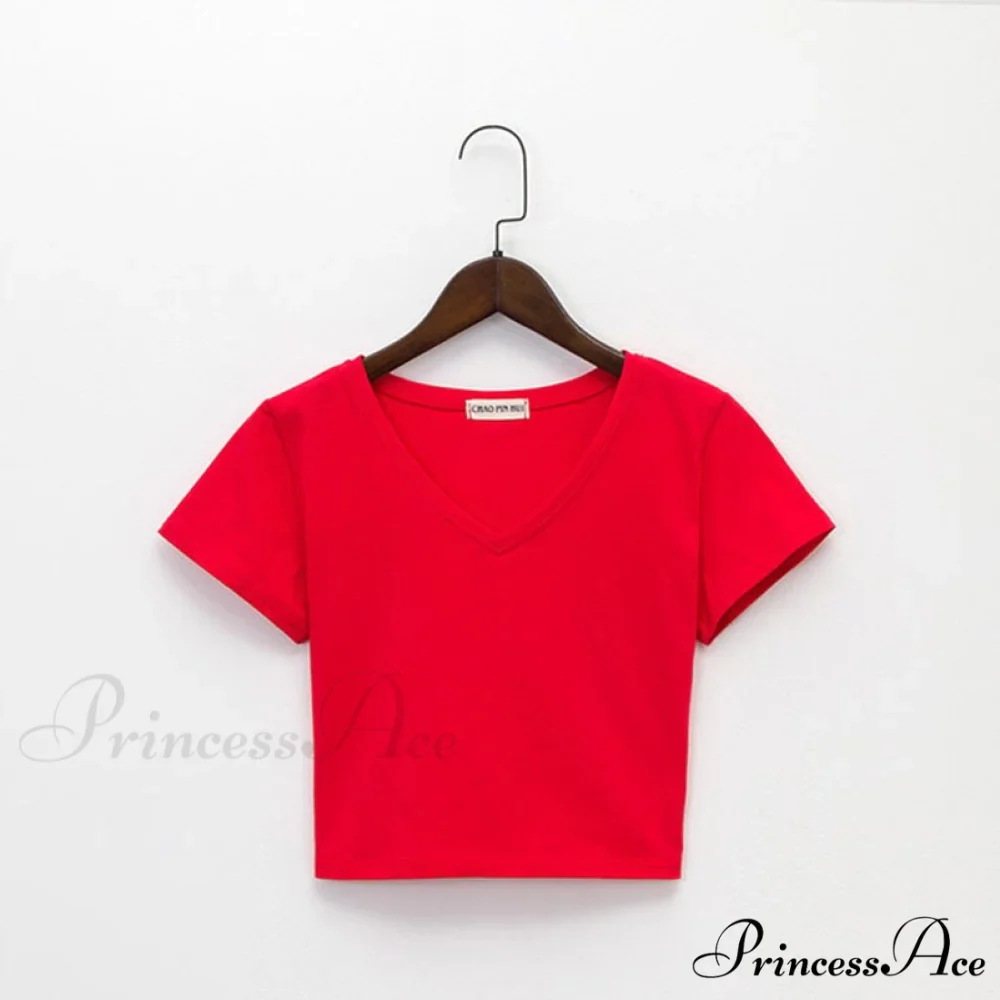 Cotton V Neck Solid Color T Shirt - Image 10