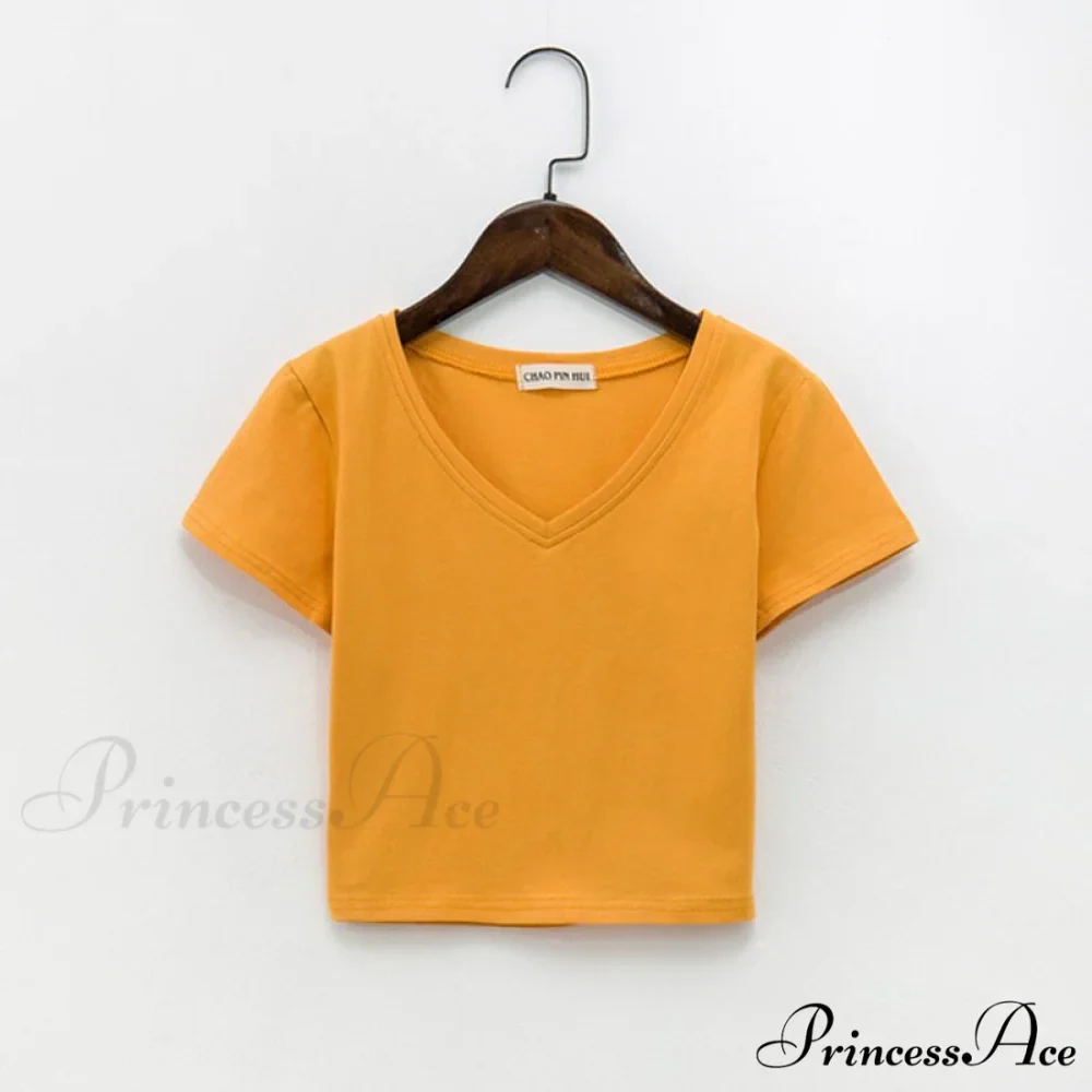 Cotton V Neck Solid Color T Shirt - Image 11