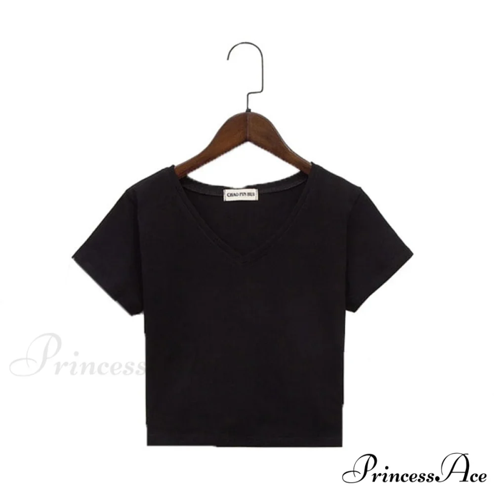 Cotton V Neck Solid Color T Shirt - Image 2