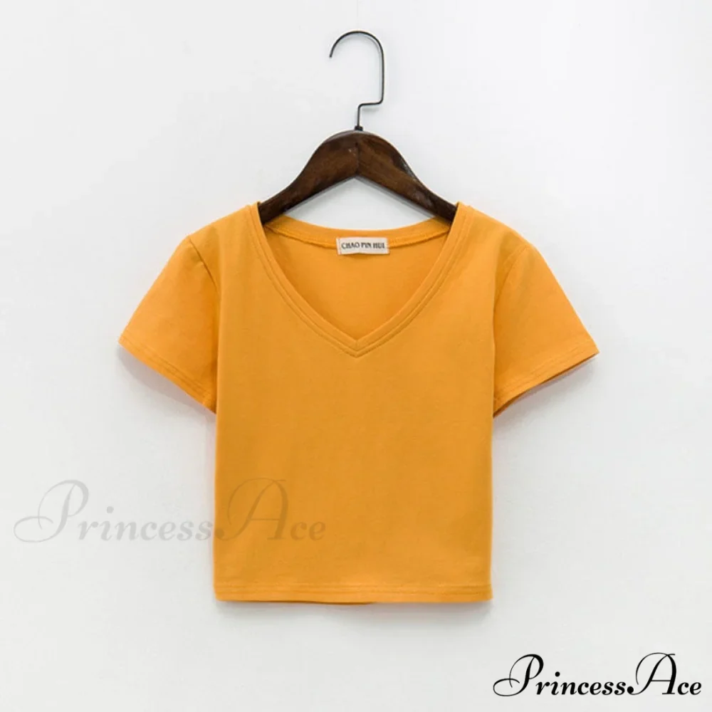 Cotton V Neck Solid Color T Shirt - Image 5
