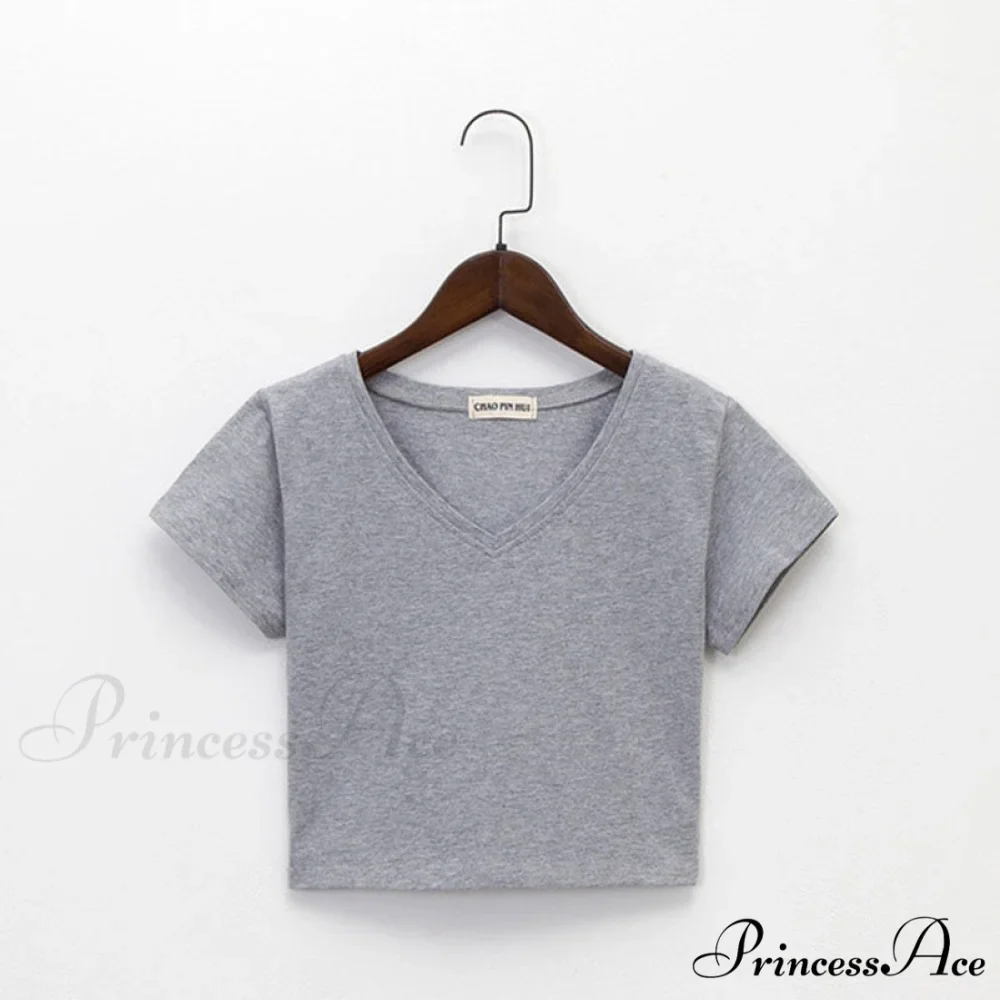 Cotton V Neck Solid Color T Shirt - Image 6