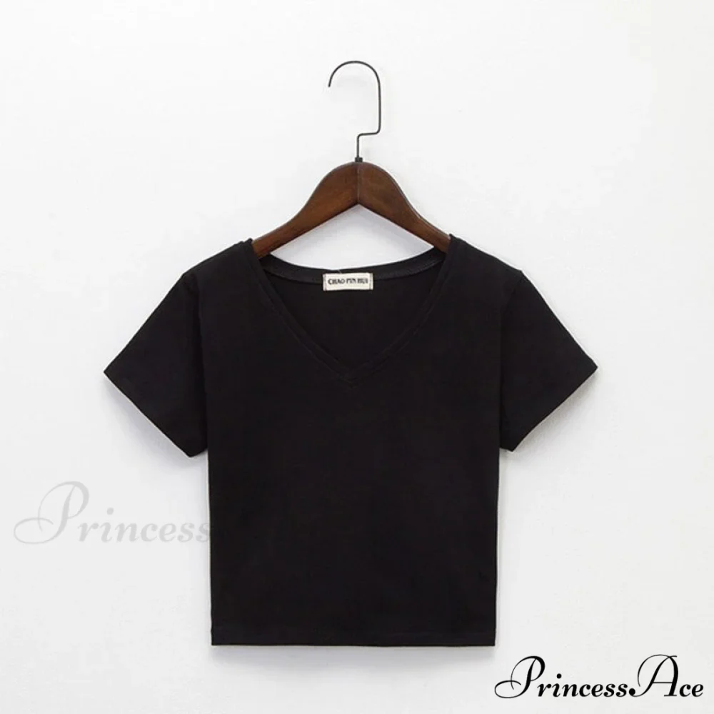 Cotton V Neck Solid Color T Shirt - Image 8