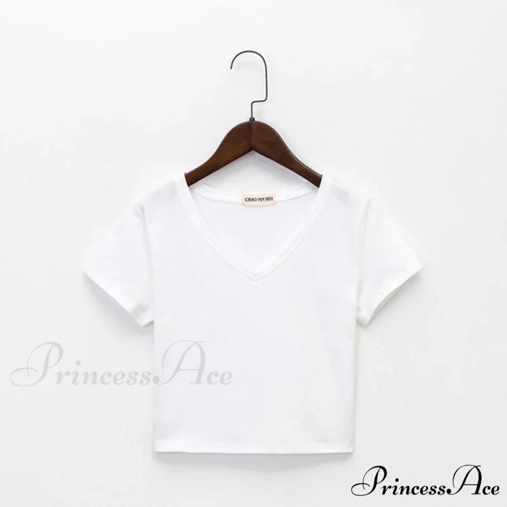 Cotton V Neck Solid Color T Shirt - Image 9