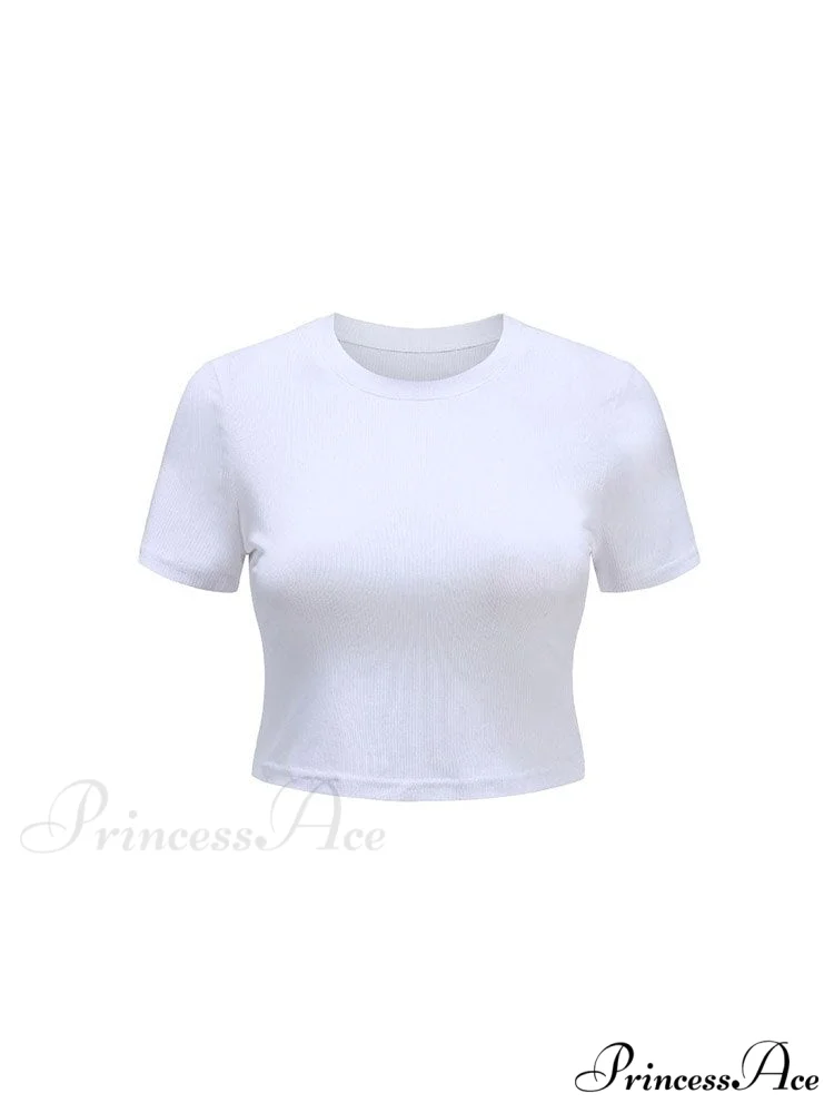 O Neck Knit White Crop Top - Image 6