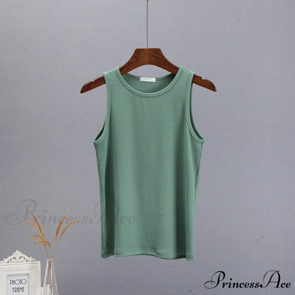 Basic Knit Ribbed Solid Vest - Image 2