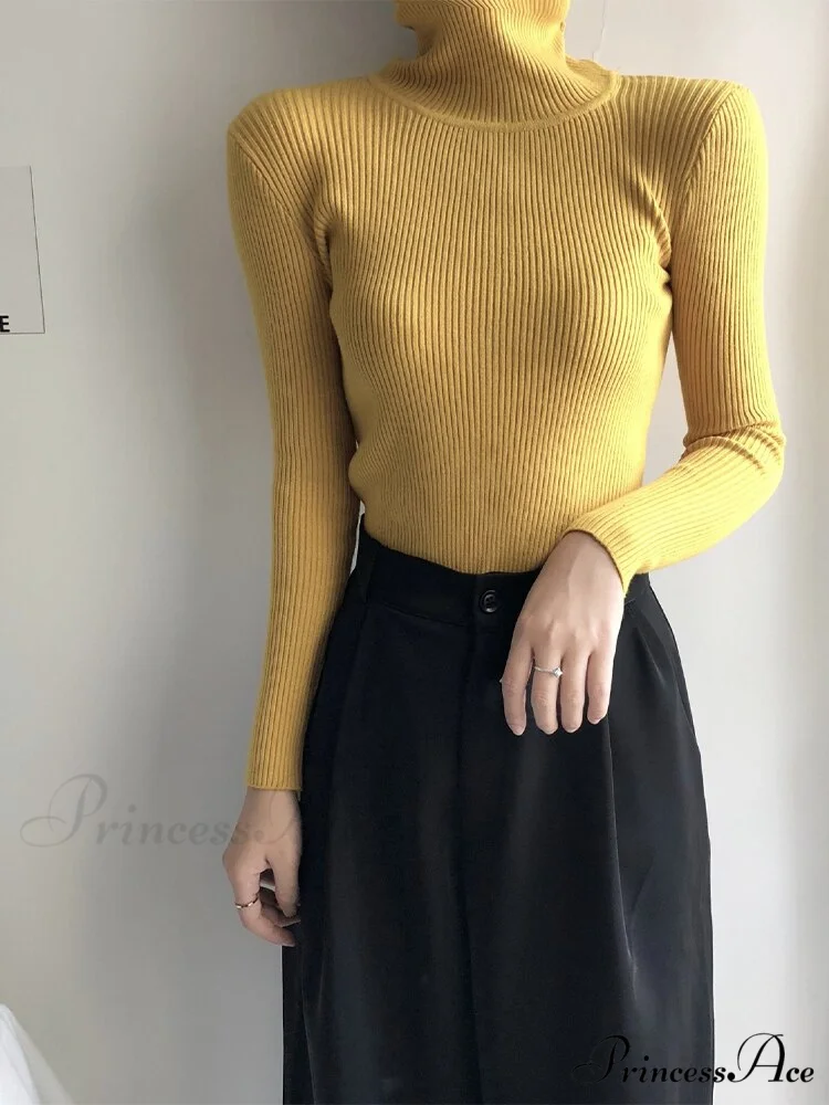 Pullover Turtleneck Solid Color Top - Image 7
