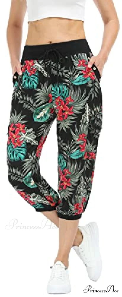 Loose Cropped Capris Cargo Joggers Pants Harem Sweatpants - Image 10