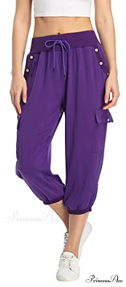 Loose Cropped Capris Cargo Joggers Pants Harem Sweatpants - Image 13
