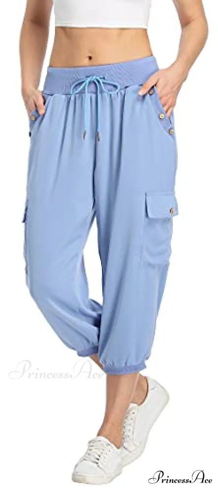 Loose Cropped Capris Cargo Joggers Pants Harem Sweatpants - Image 15
