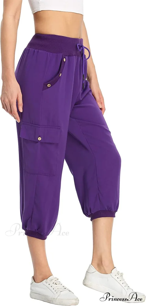 Loose Cropped Capris Cargo Joggers Pants Harem Sweatpants - Image 17