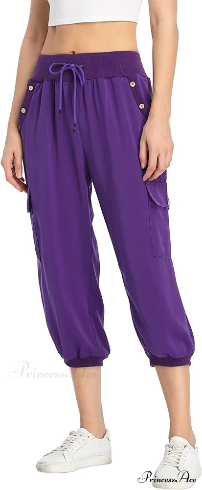 Loose Cropped Capris Cargo Joggers Pants Harem Sweatpants - Image 18