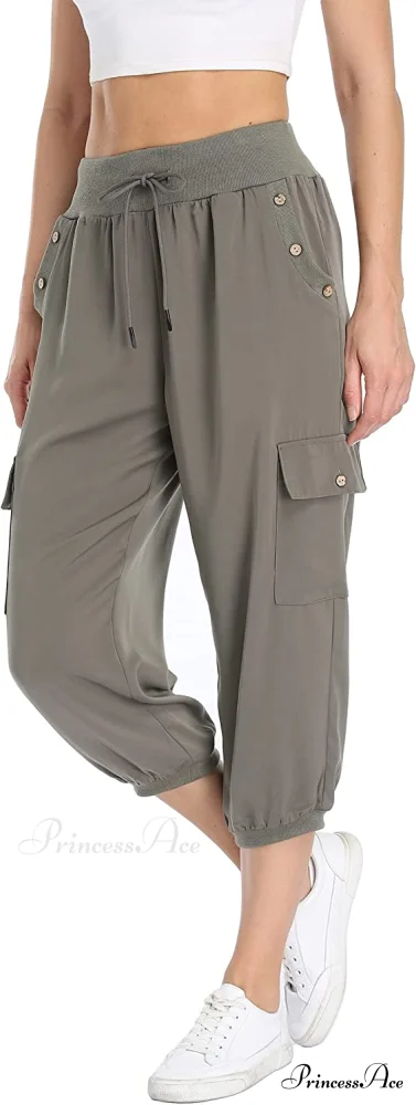 Loose Cropped Capris Cargo Joggers Pants Harem Sweatpants - Image 19