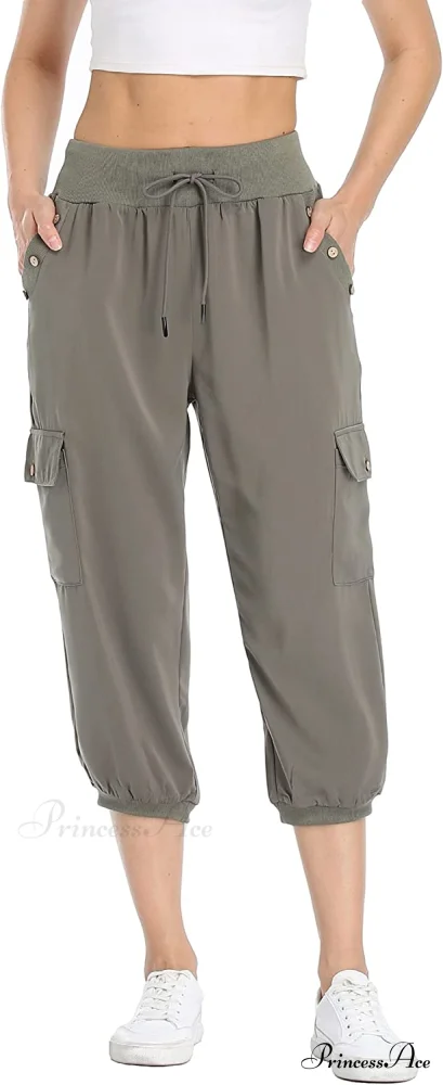 Loose Cropped Capris Cargo Joggers Pants Harem Sweatpants - Image 20