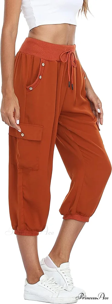 Loose Cropped Capris Cargo Joggers Pants Harem Sweatpants - Image 22