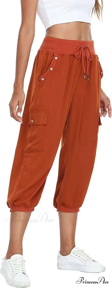 Loose Cropped Capris Cargo Joggers Pants Harem Sweatpants - Image 24