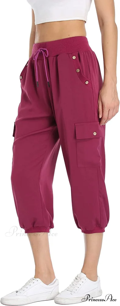 Loose Cropped Capris Cargo Joggers Pants Harem Sweatpants - Image 27