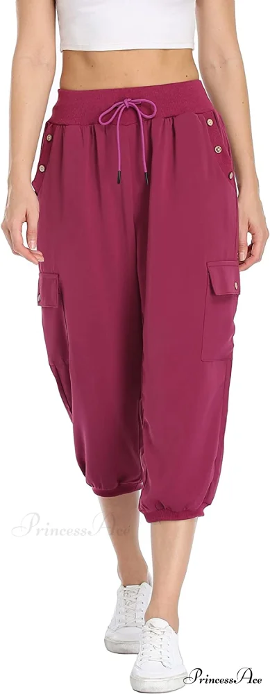 Loose Cropped Capris Cargo Joggers Pants Harem Sweatpants - Image 28