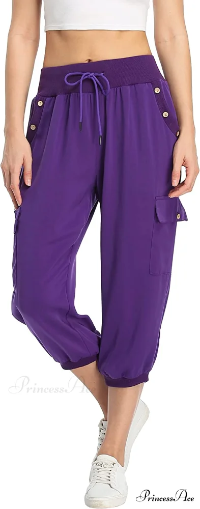 Loose Cropped Capris Cargo Joggers Pants Harem Sweatpants - Image 31