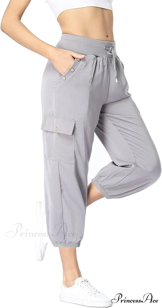 Loose Cropped Capris Cargo Joggers Pants Harem Sweatpants - Image 32