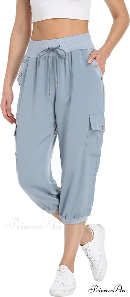 Loose Cropped Capris Cargo Joggers Pants Harem Sweatpants - Image 33