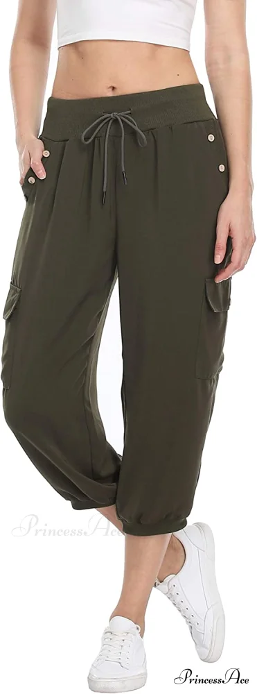Loose Cropped Capris Cargo Joggers Pants Harem Sweatpants - Image 34