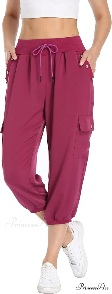 Loose Cropped Capris Cargo Joggers Pants Harem Sweatpants - Image 36