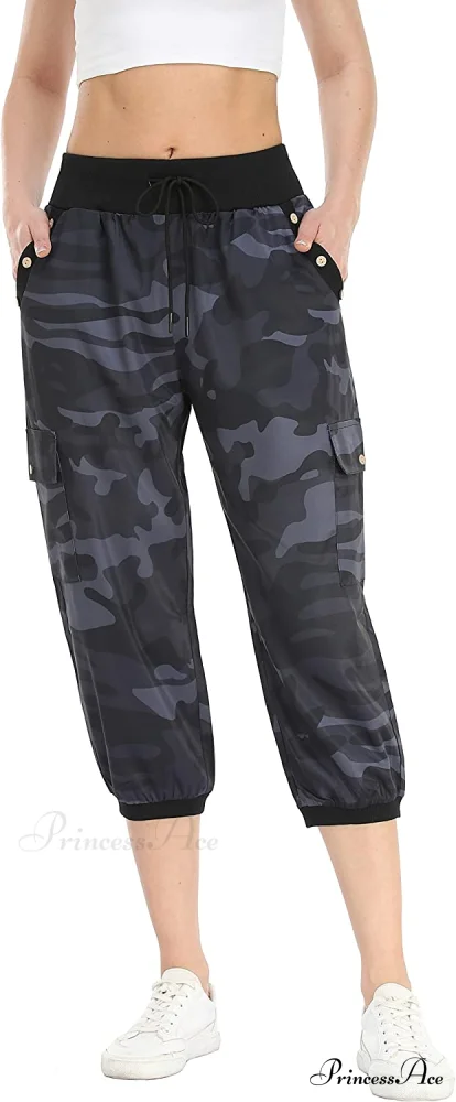 Loose Cropped Capris Cargo Joggers Pants Harem Sweatpants - Image 37