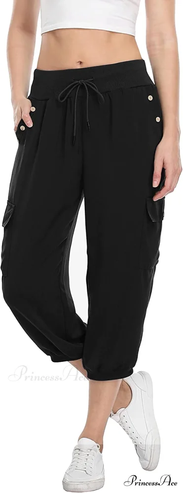 Loose Cropped Capris Cargo Joggers Pants Harem Sweatpants - Image 39