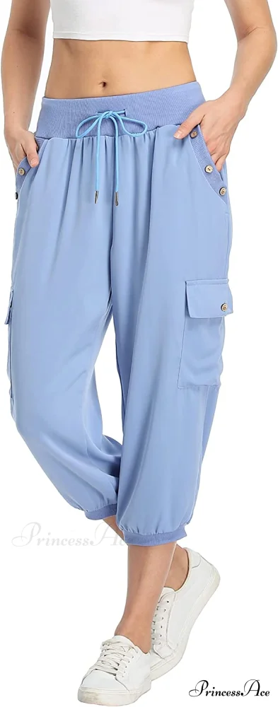 Loose Cropped Capris Cargo Joggers Pants Harem Sweatpants - Image 40