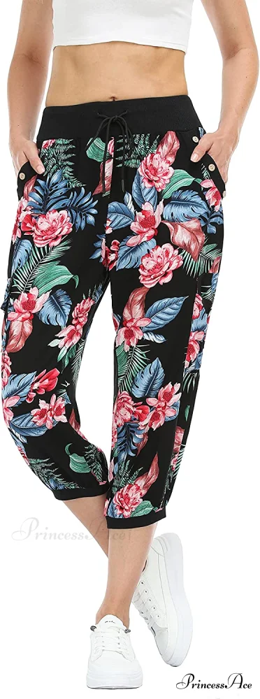 Loose Cropped Capris Cargo Joggers Pants Harem Sweatpants - Image 42