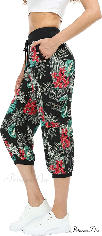 Loose Cropped Capris Cargo Joggers Pants Harem Sweatpants - Image 44