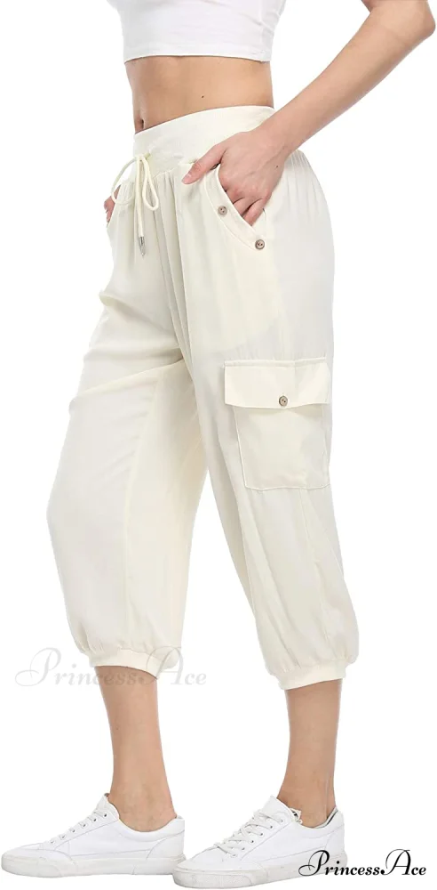 Loose Cropped Capris Cargo Joggers Pants Harem Sweatpants - Image 5