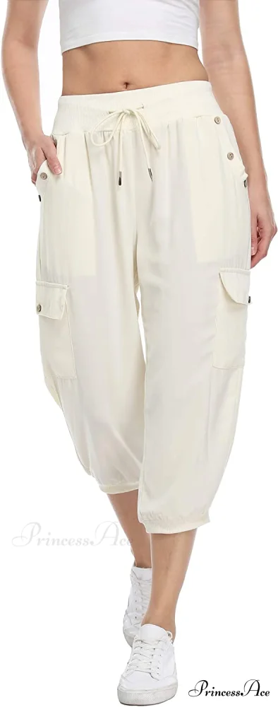 Loose Cropped Capris Cargo Joggers Pants Harem Sweatpants - Image 6