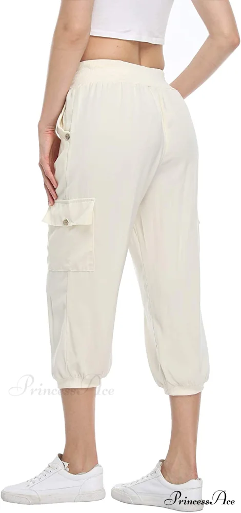 Loose Cropped Capris Cargo Joggers Pants Harem Sweatpants - Image 7