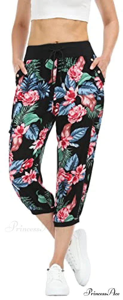 Loose Cropped Capris Cargo Joggers Pants Harem Sweatpants - Image 8