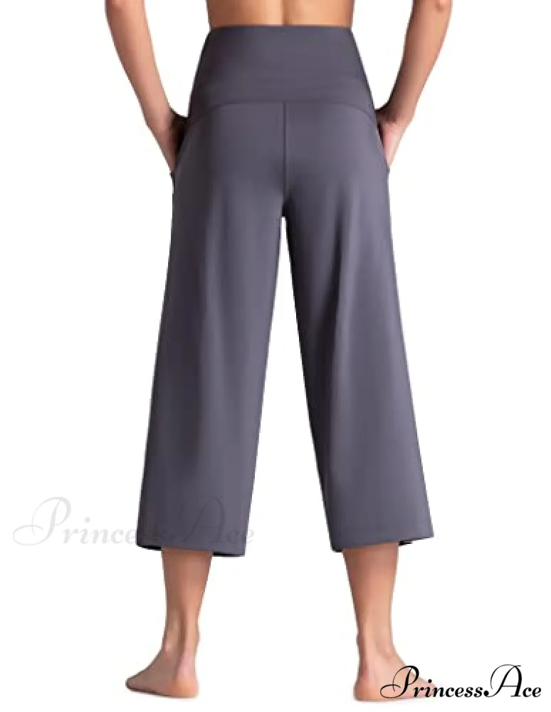 Lounge Yoga Capris Pants High Waist Workout Flare Crop Pants - Image 10