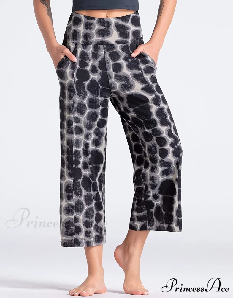 Lounge Yoga Capris Pants High Waist Workout Flare Crop Pants - Image 14