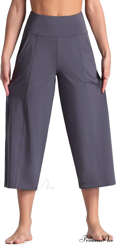 Lounge Yoga Capris Pants High Waist Workout Flare Crop Pants - Image 15