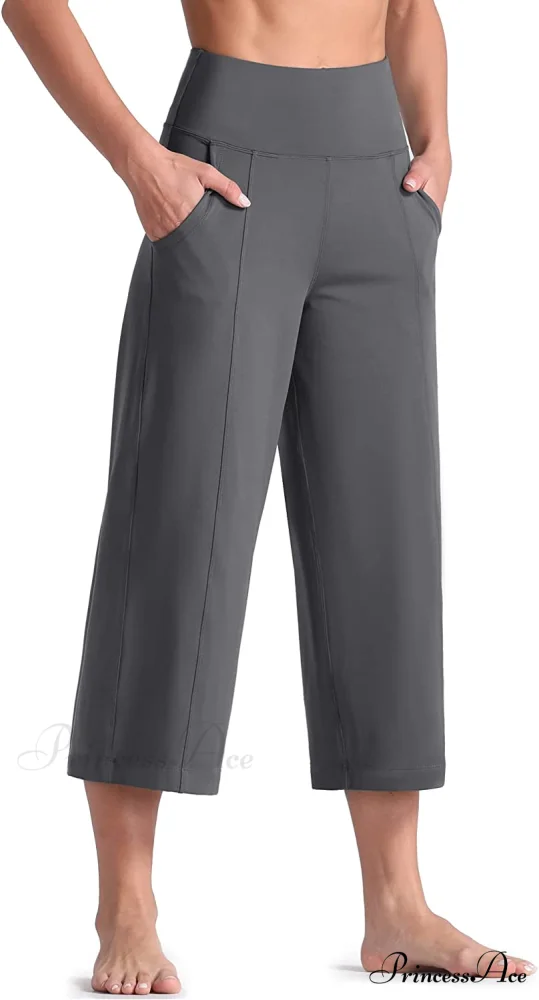 Lounge Yoga Capris Pants High Waist Workout Flare Crop Pants - Image 17