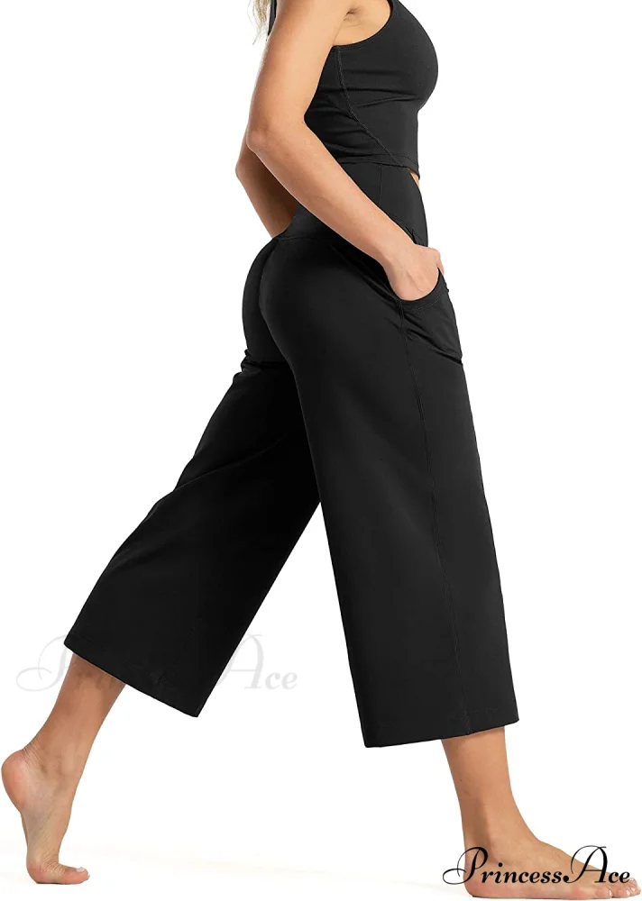 Lounge Yoga Capris Pants High Waist Workout Flare Crop Pants - Image 3
