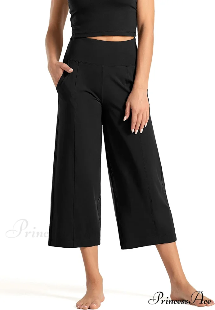 Lounge Yoga Capris Pants High Waist Workout Flare Crop Pants - Image 5