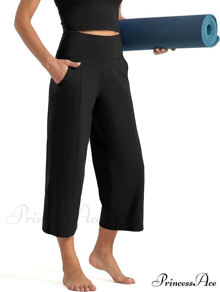 Lounge Yoga Capris Pants High Waist Workout Flare Crop Pants - Image 6